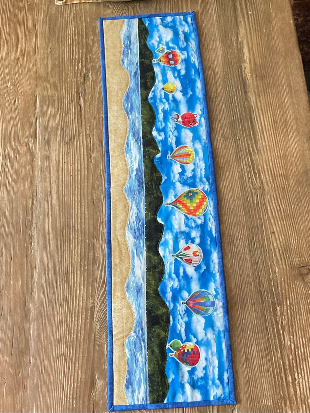 Vibrant Blue Hot Air Balloon Table Runner